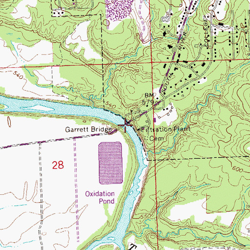 Topographic Map of Garrett Bridge, AL
