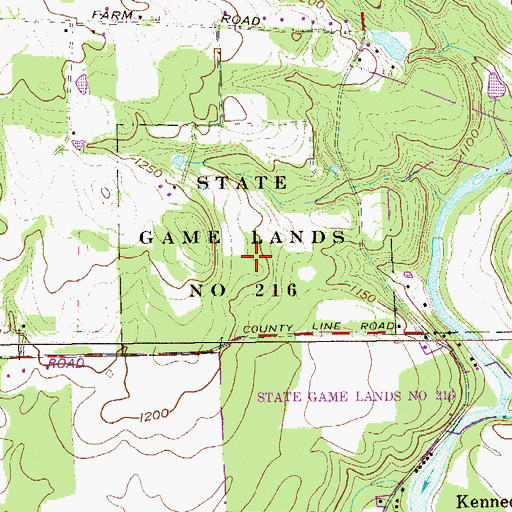 Topographic Map of State Game Lands Number 216, PA