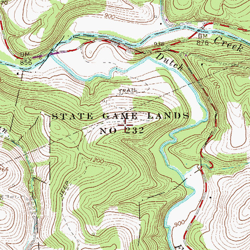 Topographic Map of State Game Lands Number 232, PA