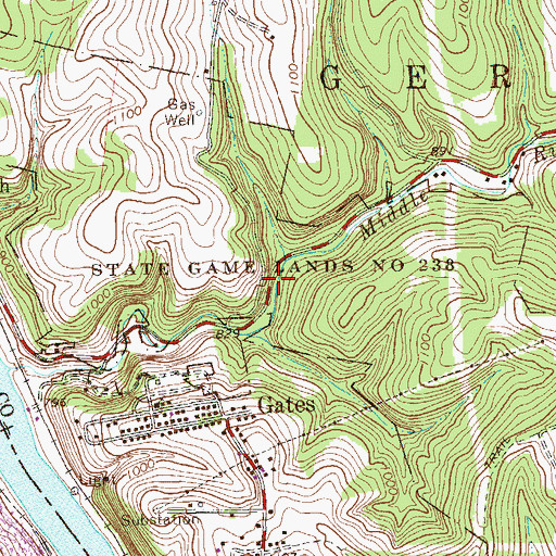 Topographic Map of State Game Lands Number 238, PA