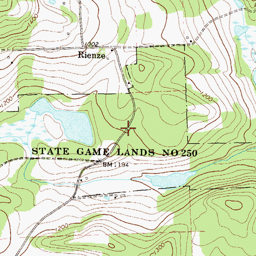 Topographic Map of State Game Lands Number 250, PA
