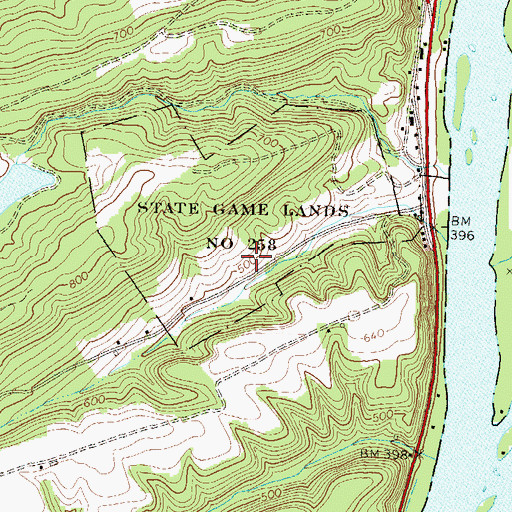 Topographic Map of State Game Lands Number 258, PA