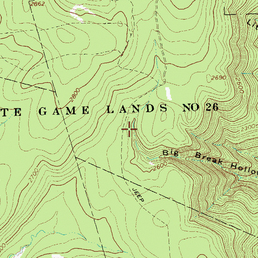 Topographic Map of State Game Lands Number 26, PA