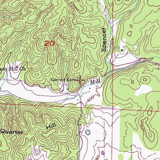 Topographic Map of Garrett Cemetery, AL