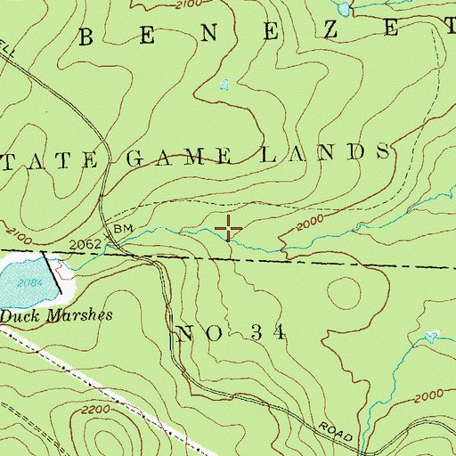 Topographic Map of State Game Lands Number 34, PA