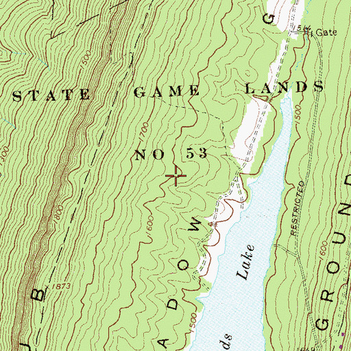 Topographic Map of State Game Lands Number 53, PA