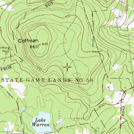Topographic Map of State Game Lands Number 56, PA