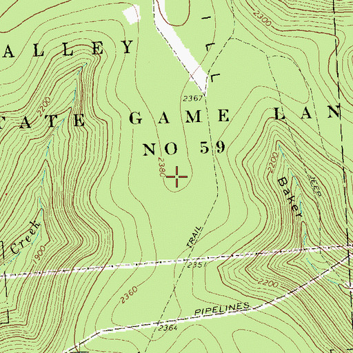 Topographic Map of State Game Lands Number 59, PA