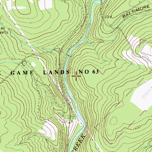 Topographic Map of State Game Lands Number 63, PA