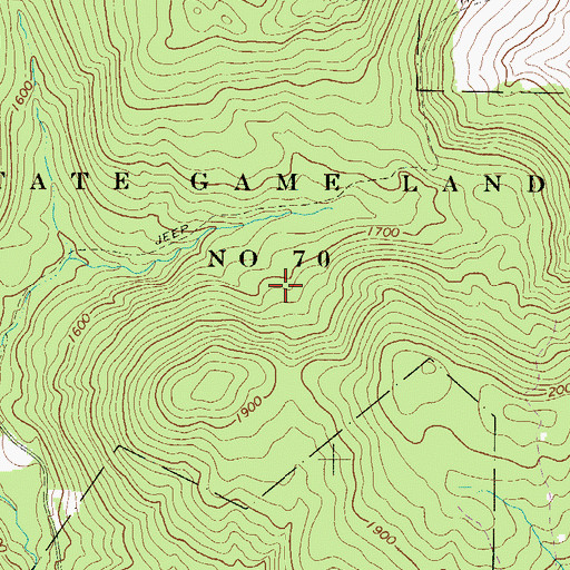 Topographic Map of State Game Lands Number 70, PA