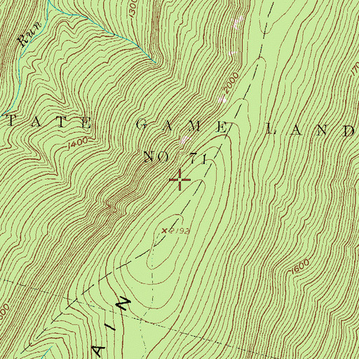 Topographic Map of State Game Lands Number 71, PA