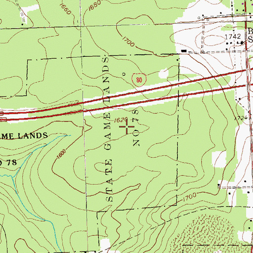 Topographic Map of State Game Lands Number 78, PA