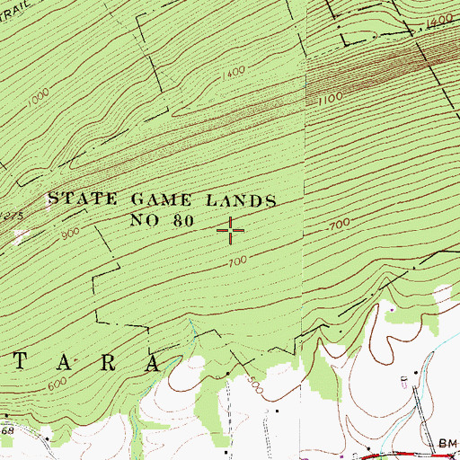 Topographic Map of State Game Lands Number 80, PA