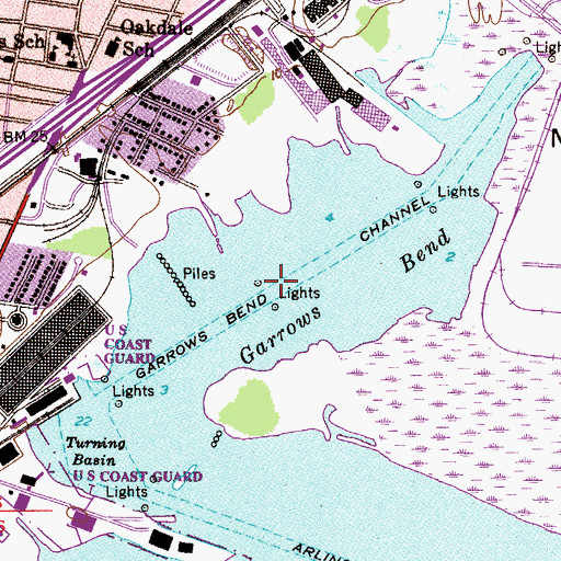 Topographic Map of Garrows Bend Channel, AL