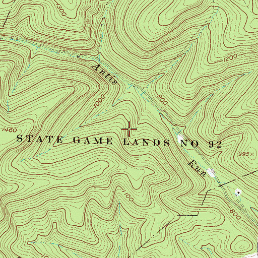 Topographic Map of State Game Lands Number 92, PA