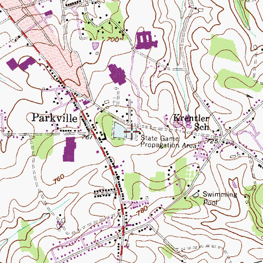 Topographic Map of State Game Propagation Area, PA