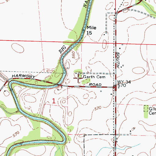 Topographic Map of Garth Cemetery, AL