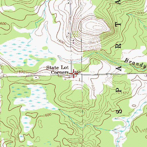 Topographic Map of State Lot Corners, PA