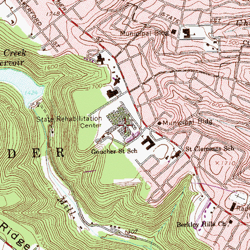 Topographic Map of State Rehabilitation Center, PA