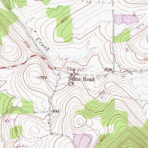 Topographic Map of State Road Church, PA