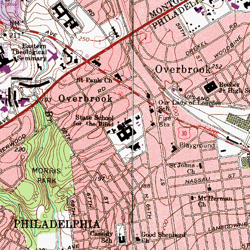 Topographic Map of State School for the Blind, PA