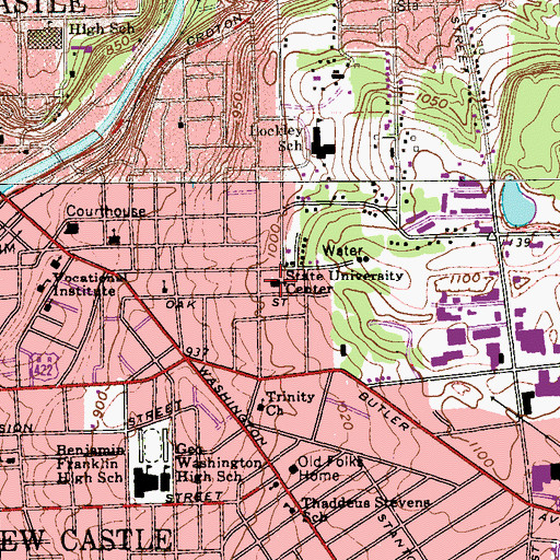 Topographic Map of State University Center, PA