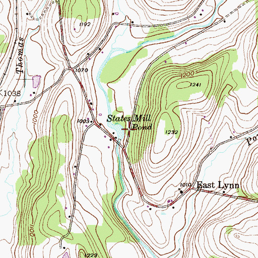 Topographic Map of States Mill Pond, PA