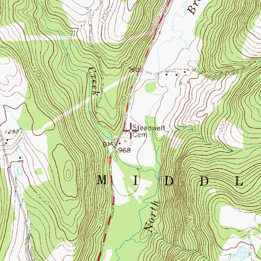 Topographic Map of Steadwell Cemetery, PA