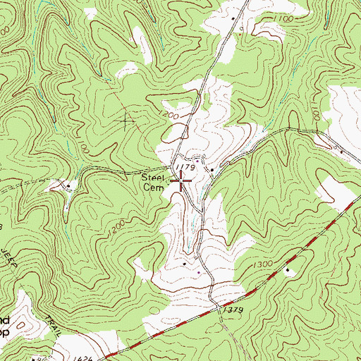 Topographic Map of Steel Cemetery, PA