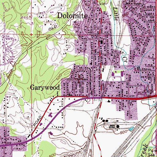 Topographic Map of Garywood, AL