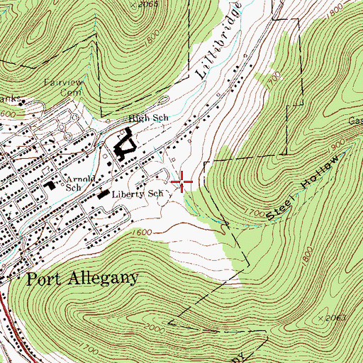 Topographic Map of Steel Hollow, PA