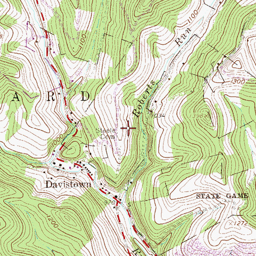 Topographic Map of Steele Cemetery, PA