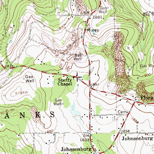 Topographic Map of Steffy Chapel, PA