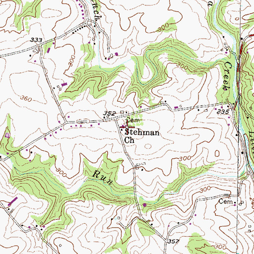 Topographic Map of Stehman Church, PA