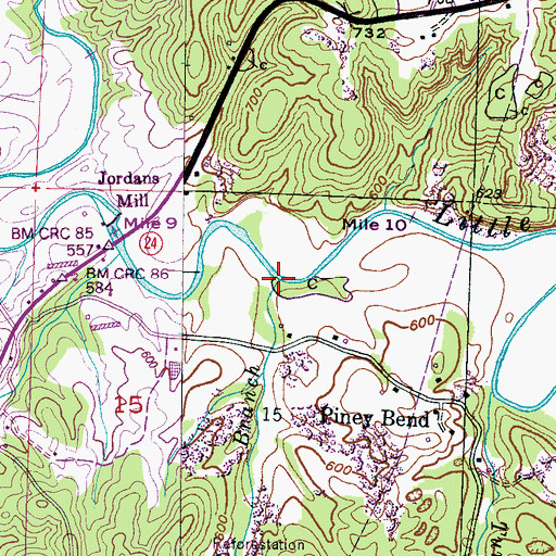 Topographic Map of Gassoway Branch, AL
