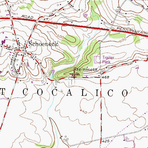 Topographic Map of Steinmetz Church, PA