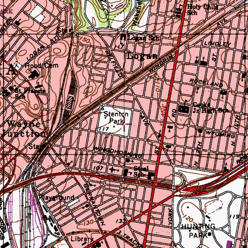 Topographic Map of Stenton Park, PA