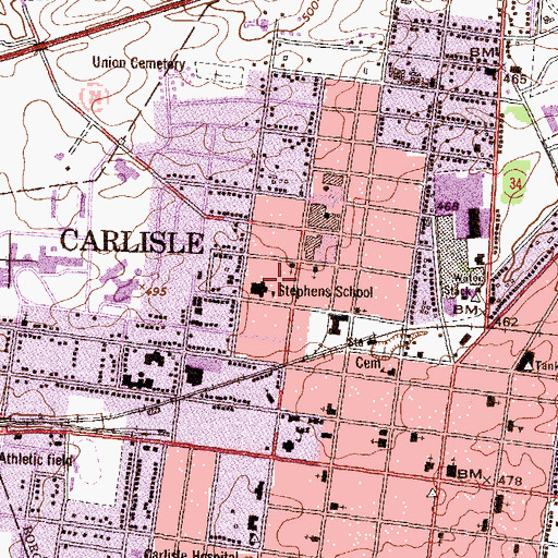 Topographic Map of Stephens School, PA