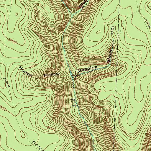 Topographic Map of Stepping Stone Hollow, PA