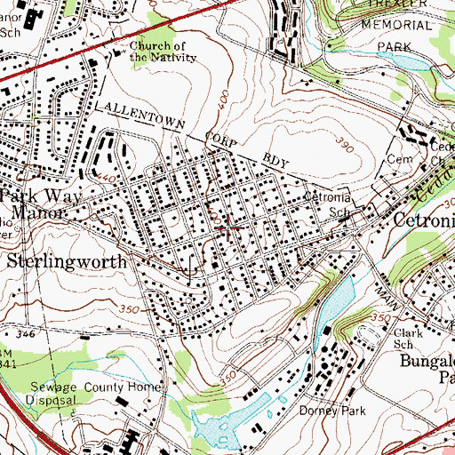 Topographic Map of Sterlingworth, PA