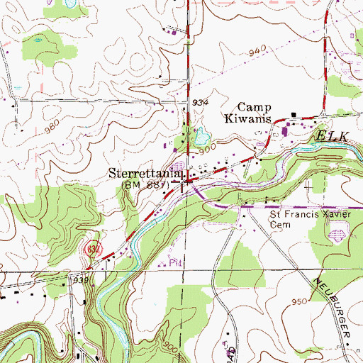 Topographic Map of Sterrettania, PA