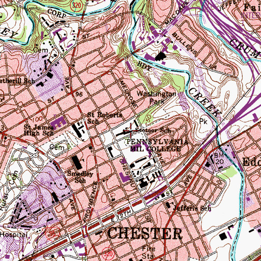 Topographic Map of Stetser School, PA