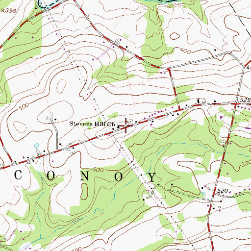 Topographic Map of Stevens Hill Church of the Brethren, PA