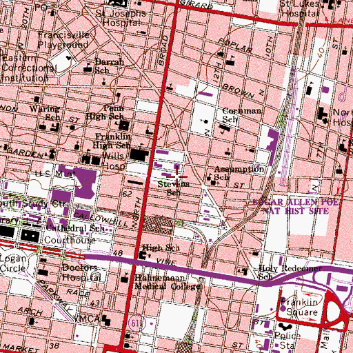 Topographic Map of Stevens School, PA