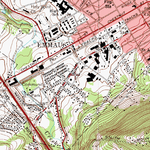 Topographic Map of Stevens School, PA