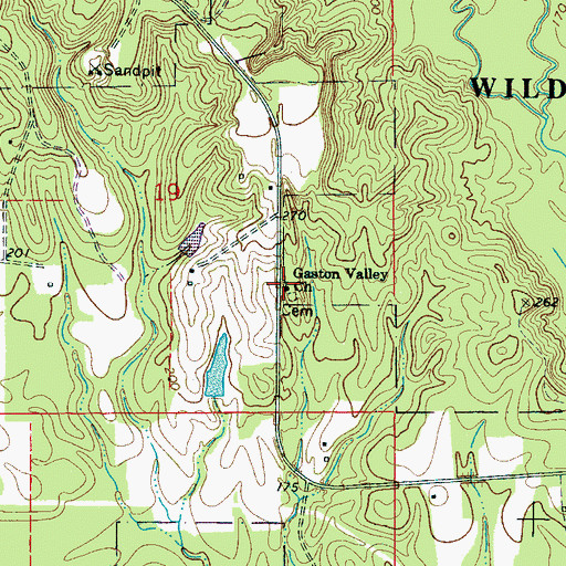 Topographic Map of Gaston Valley Church, AL