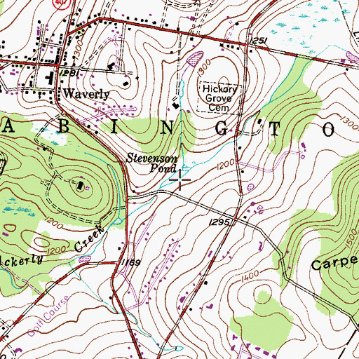 Topographic Map of Stevenson Pond, PA