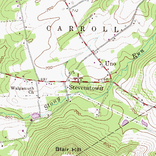 Topographic Map of Stevenstown, PA