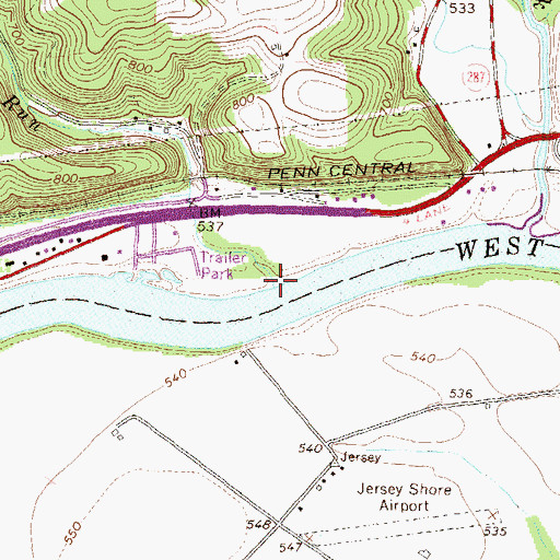 Topographic Map of Stewards Run, PA