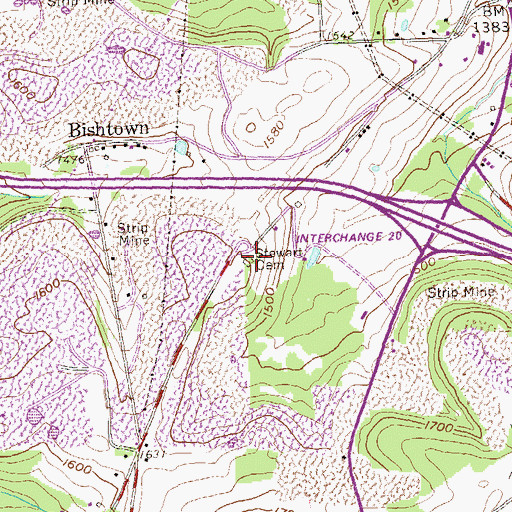 Topographic Map of Stewart Cemetery, PA
